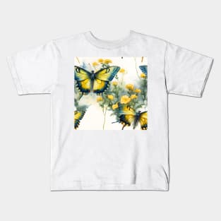 Butterflies Watercolor 20 - Two-Tailed Swallowtailed Kids T-Shirt